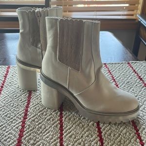 Free People, White, size 9, never worn free people booties, 2” heel